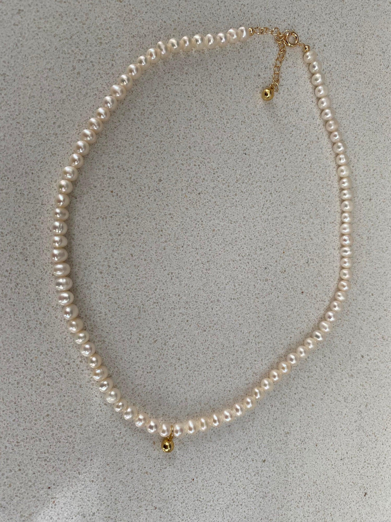 Simple Neat Baroque Pearl Necklace, Genuine Freshwater Pearl Choker for Her, Cute Tiny Baroque Pearl Necklace, 925 Sterling Silver.