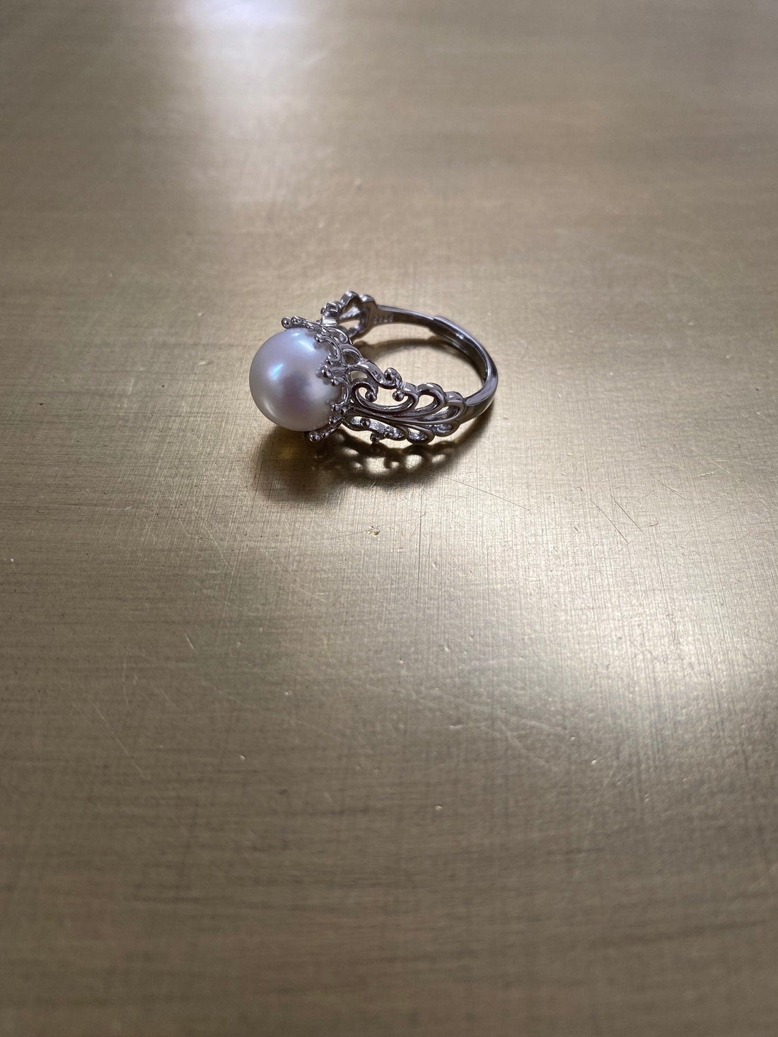 Retro Style Freshwater Pearl Statement Ring, Unique Staking Styles Cocktail Ring, Delicate Large Pearl Ring, S925 Sterling Silver Rare Piece