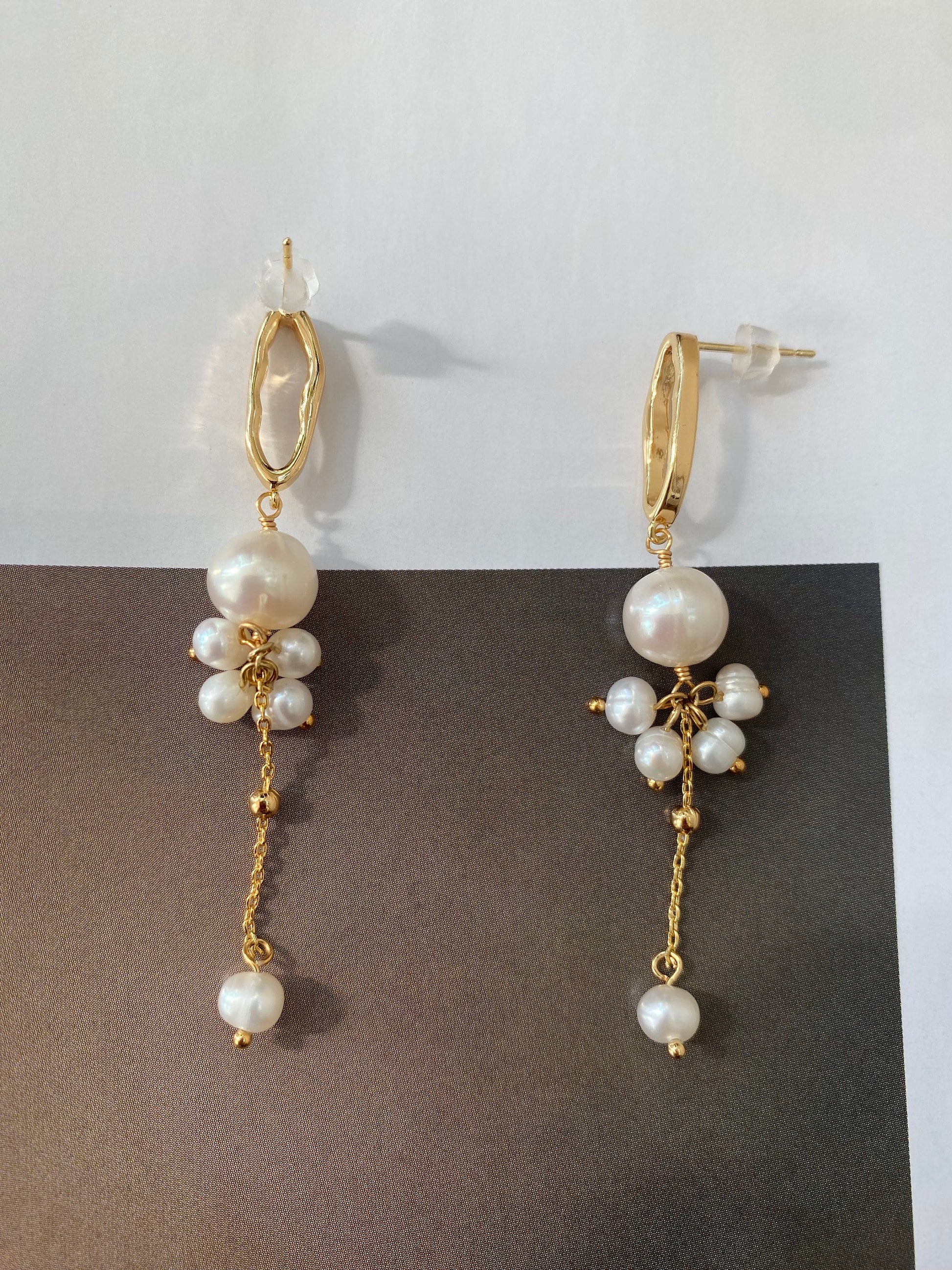 Gold Hoop Earrings with Freshwater Pearl Drops Bridal Wedding Gift