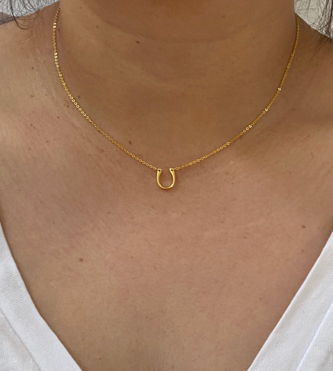 18K Gold Plated Horseshoe Pendant Necklace, Mini Silver Dainty Charm, Meaningful Gift for Her