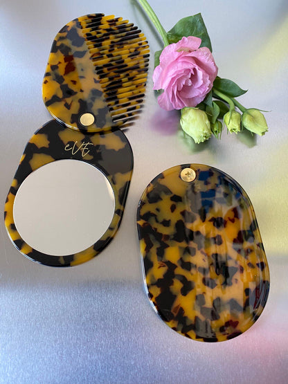 Colourful Pocket Mirror and Comb Set, Lightweight Hand Mirror Comb, Compact Mirror. Makeup Mirror for Bag, Bridesmaid Gift Ideas