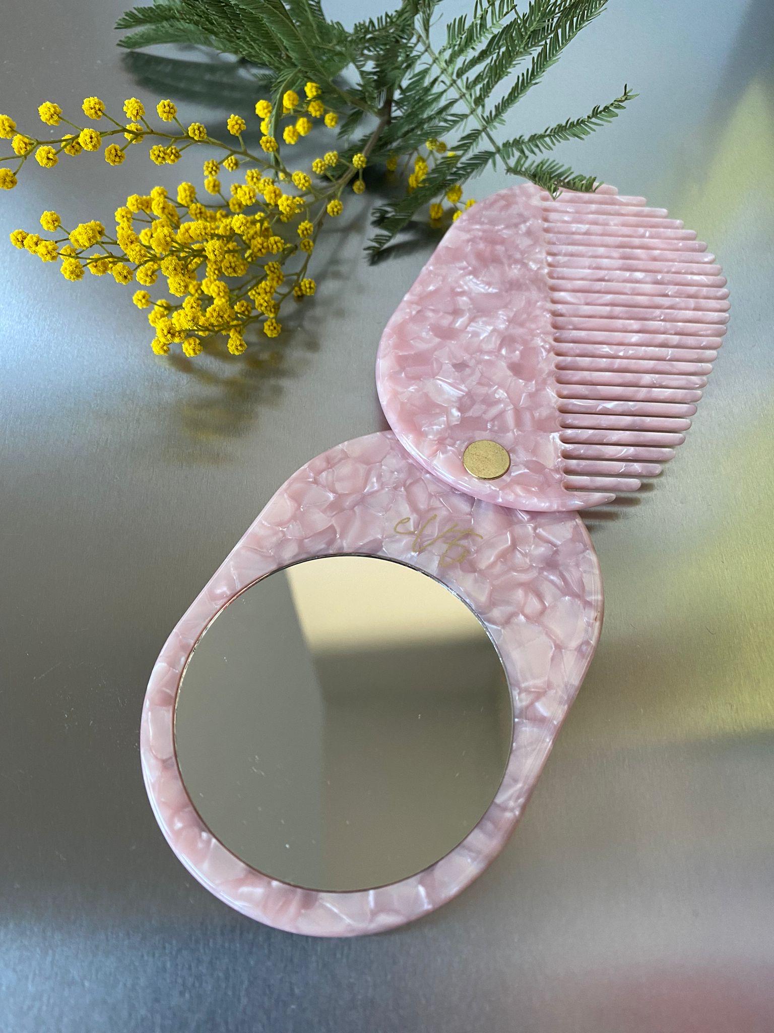Colourful Pocket Mirror and Comb Set, Lightweight Hand Mirror Comb, Compact Mirror. Makeup Mirror for Bag, Bridesmaid Gift Ideas