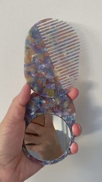 Colourful Pocket Mirror and Comb Set, Lightweight Hand Mirror Comb, Compact Mirror. Makeup Mirror for Bag, Bridesmaid Gift Ideas