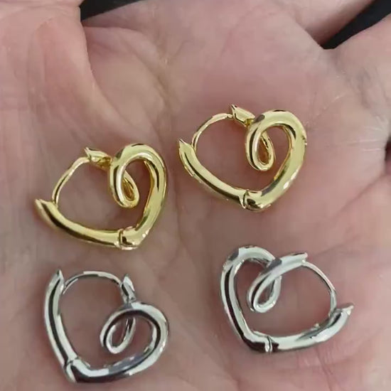 Delicate Twisted Heart Stud Earrings in 18k Gold or Silver - Perfect Gift for Her