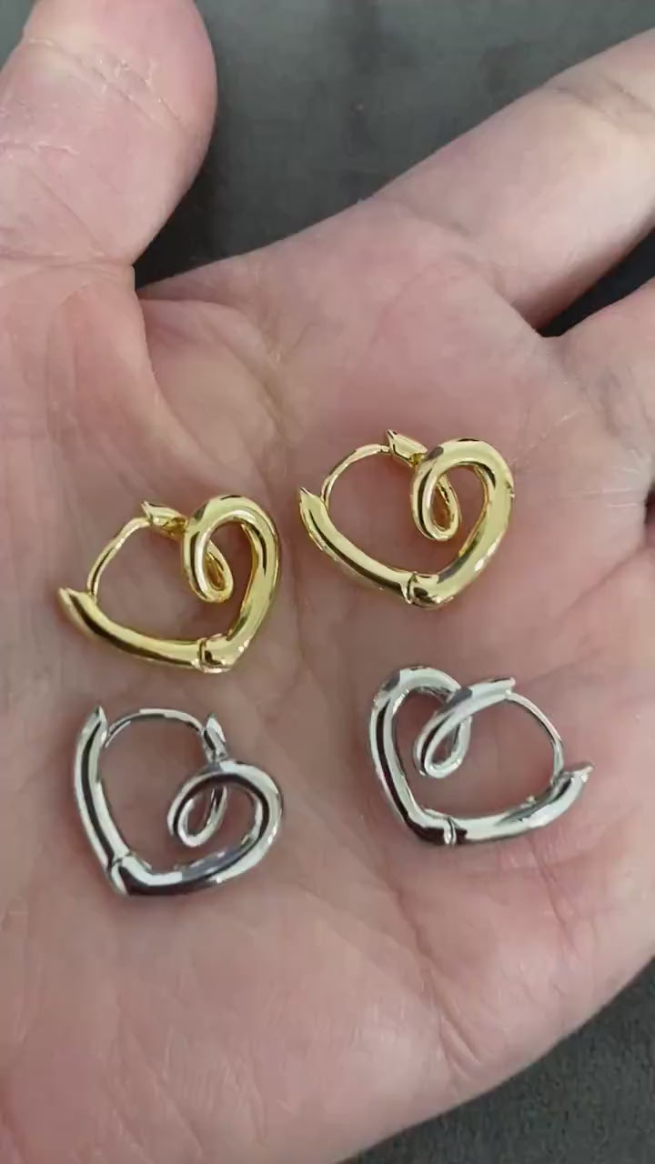 Delicate Twisted Heart Stud Earrings in 18k Gold or Silver - Perfect Gift for Her