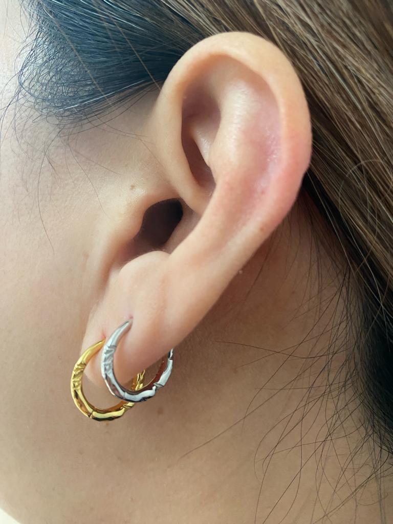 S925 Sterling Silver Ridge Hoop Earring, Gold Hammered Hoop Earring for Men and Women, Rhodium Tiny Hoop Earring. Everyday Ear Stacks - eVE United Kingdom