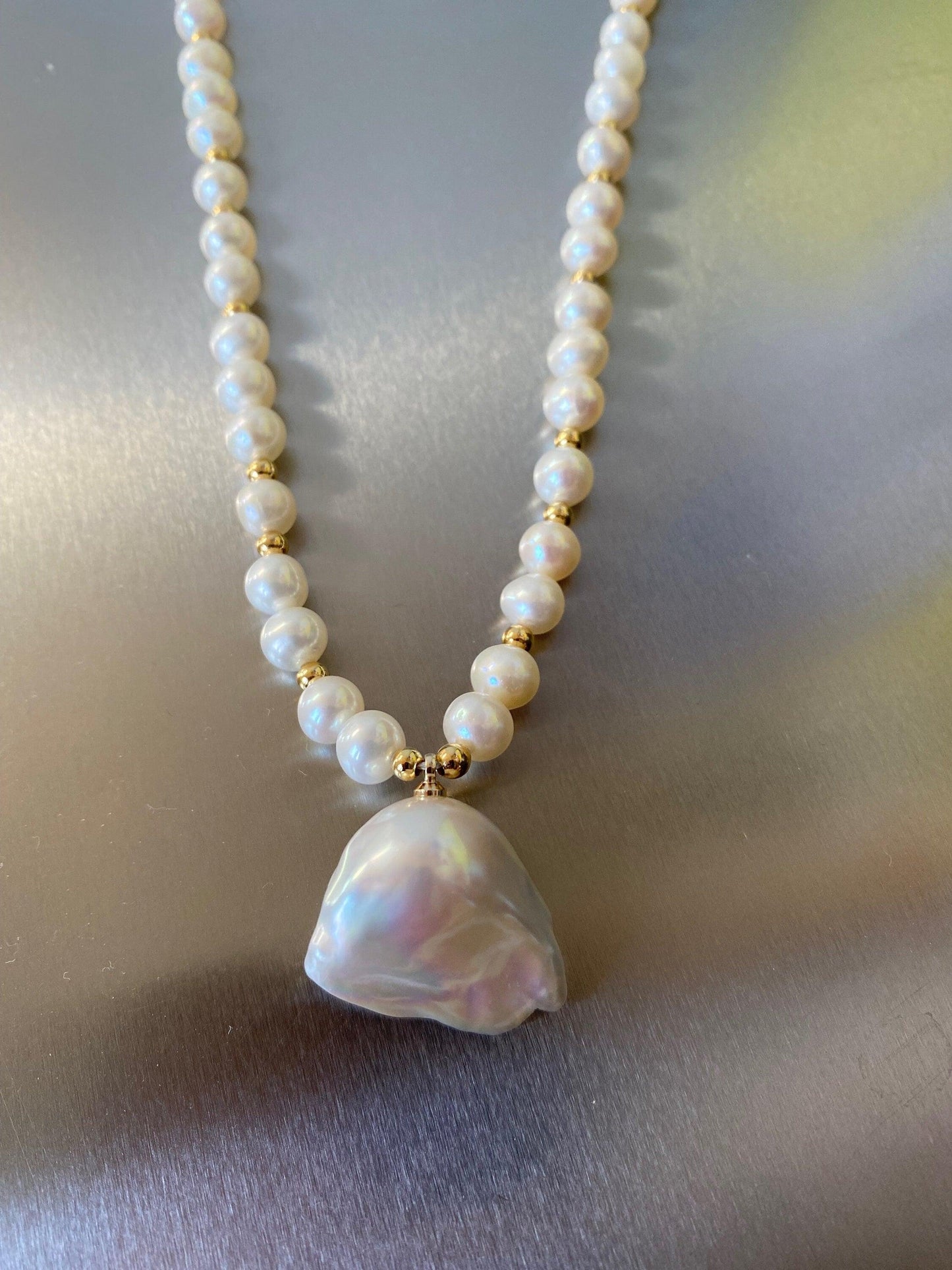 Baroque Pearl With Freshwater Necklace for Her, High Quality Baroque Pearl Necklace, High Lustre Pearl Necklace, Wedding Gift eVE United Kingdom