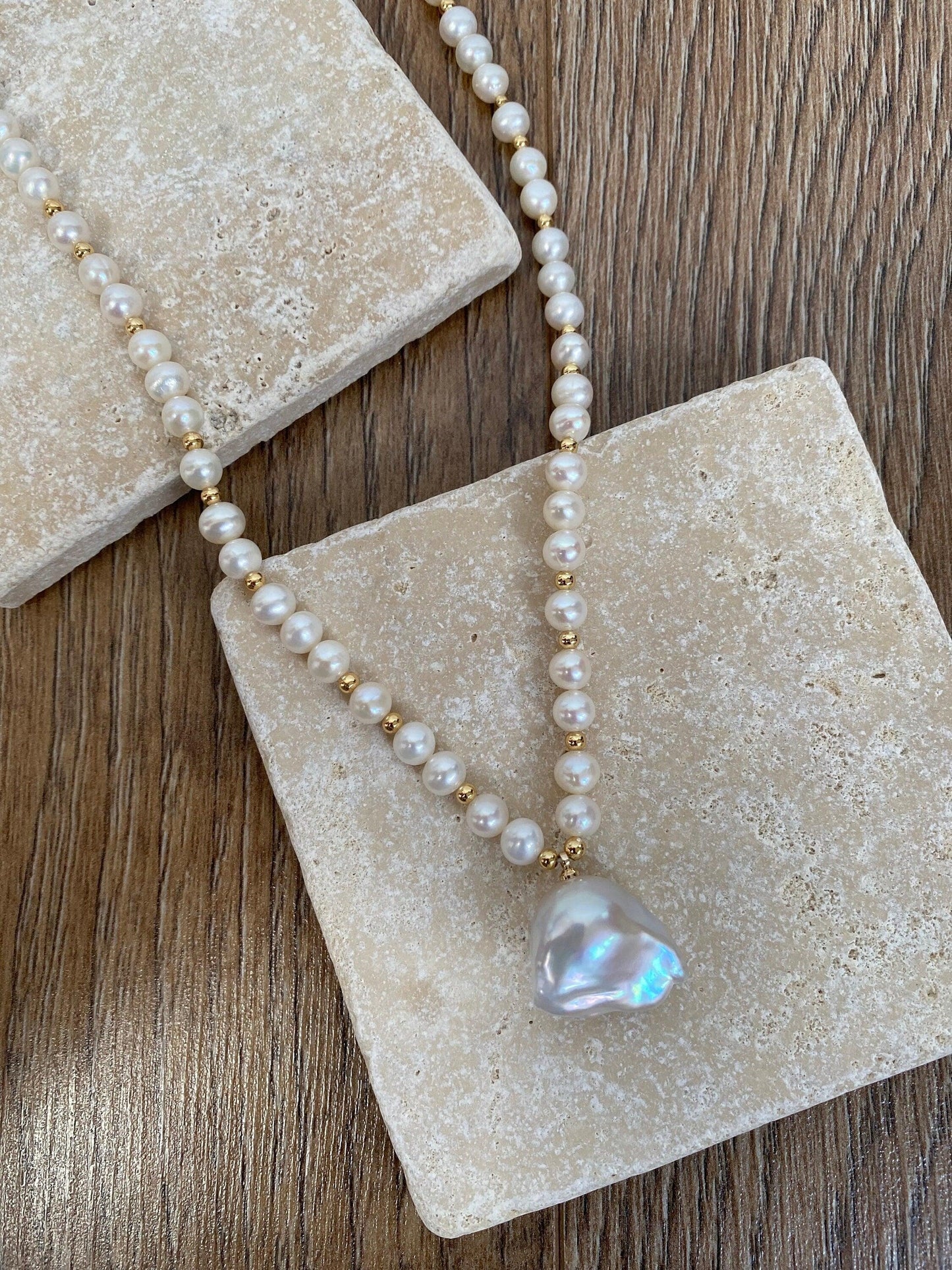 Baroque Pearl With Freshwater Necklace for Her, High Quality Baroque Pearl Necklace, High Lustre Pearl Necklace, Wedding Gift eVE United Kingdom