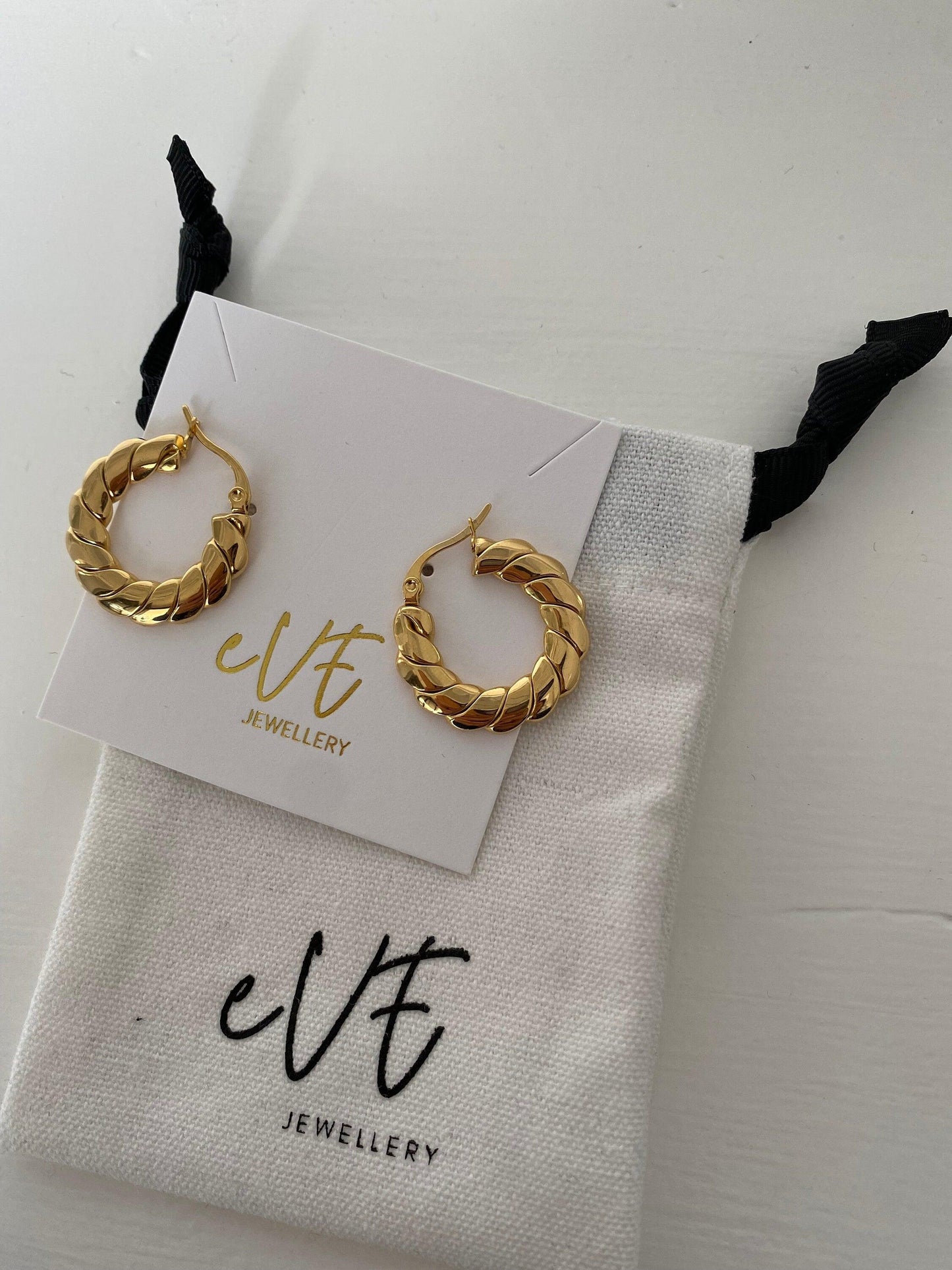 Big Circle High Polished Twisted Earrings, 18K Gold Hoop Earring for Her eVE United Kingdom