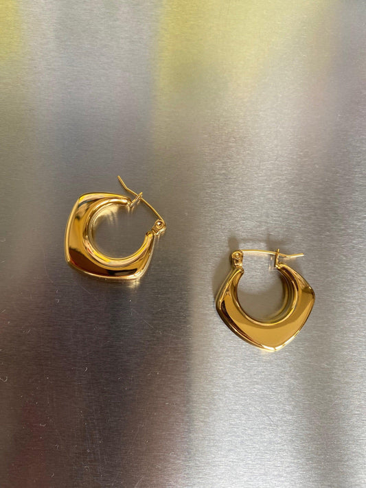 Bright Rich Gold V Shape Dangle Earring, Thick Layer V shape Earring, Curve V Shape Earring, V shape Gold Jewellery eVE United Kingdom