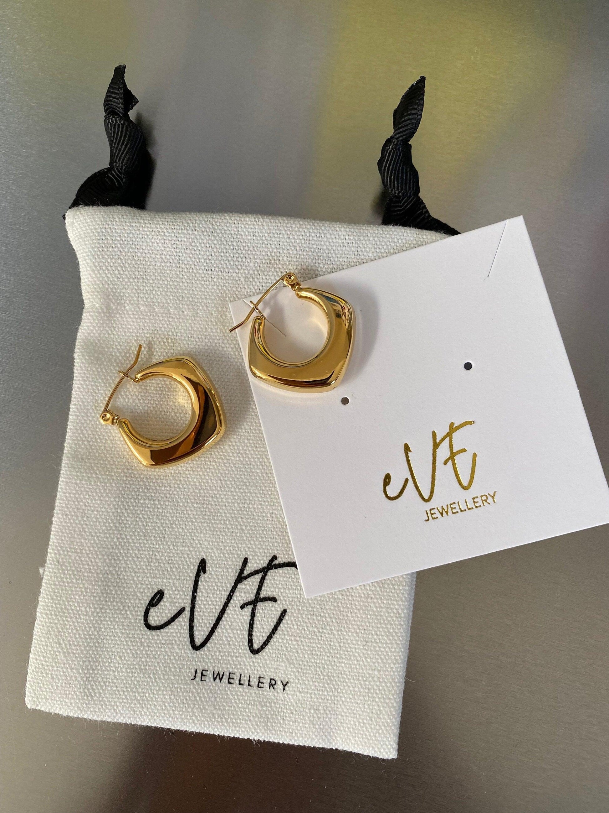 Bright Rich Gold V Shape Dangle Earring, Thick Layer V shape Earring, Curve V Shape Earring, V shape Gold Jewellery eVE United Kingdom