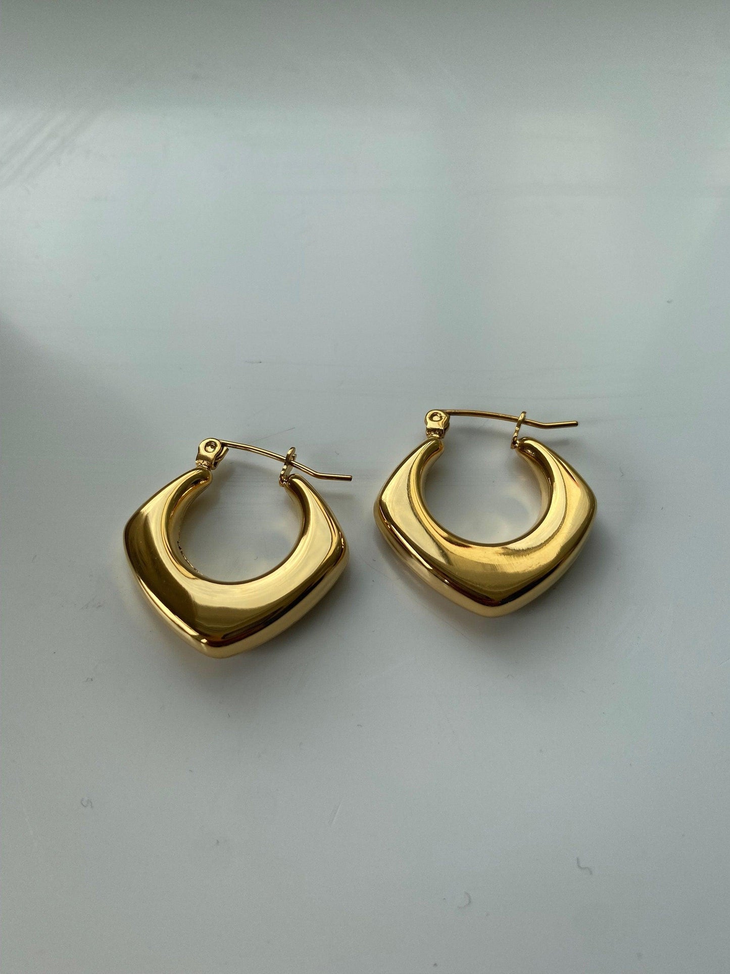 Bright Rich Gold V Shape Dangle Earring, Thick Layer V shape Earring, Curve V Shape Earring, V shape Gold Jewellery eVE United Kingdom