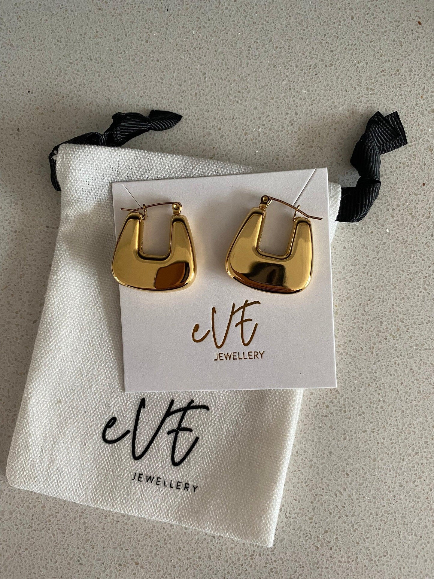 Bright Shinning 18K Gold U shape Earring, V shape Golden Earring for Her, Stainless Steel eVE United Kingdom