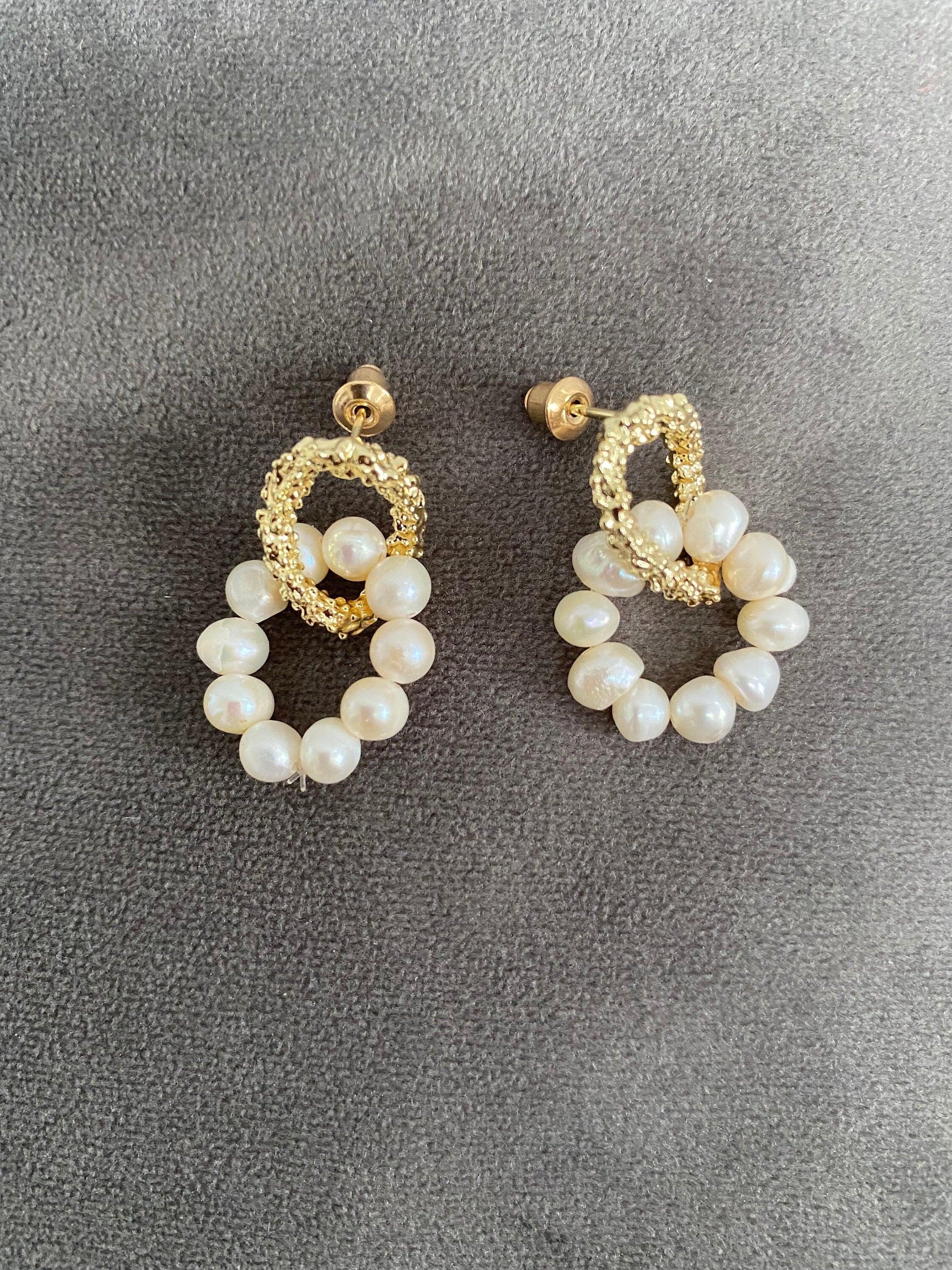 Cute Mini Pearl Hoop Earring In Gold , Freshwater Pearl Dangle Earring, 18K Gold Huggies Freshwater Pearl Earring, Gift for Her eVE United Kingdom