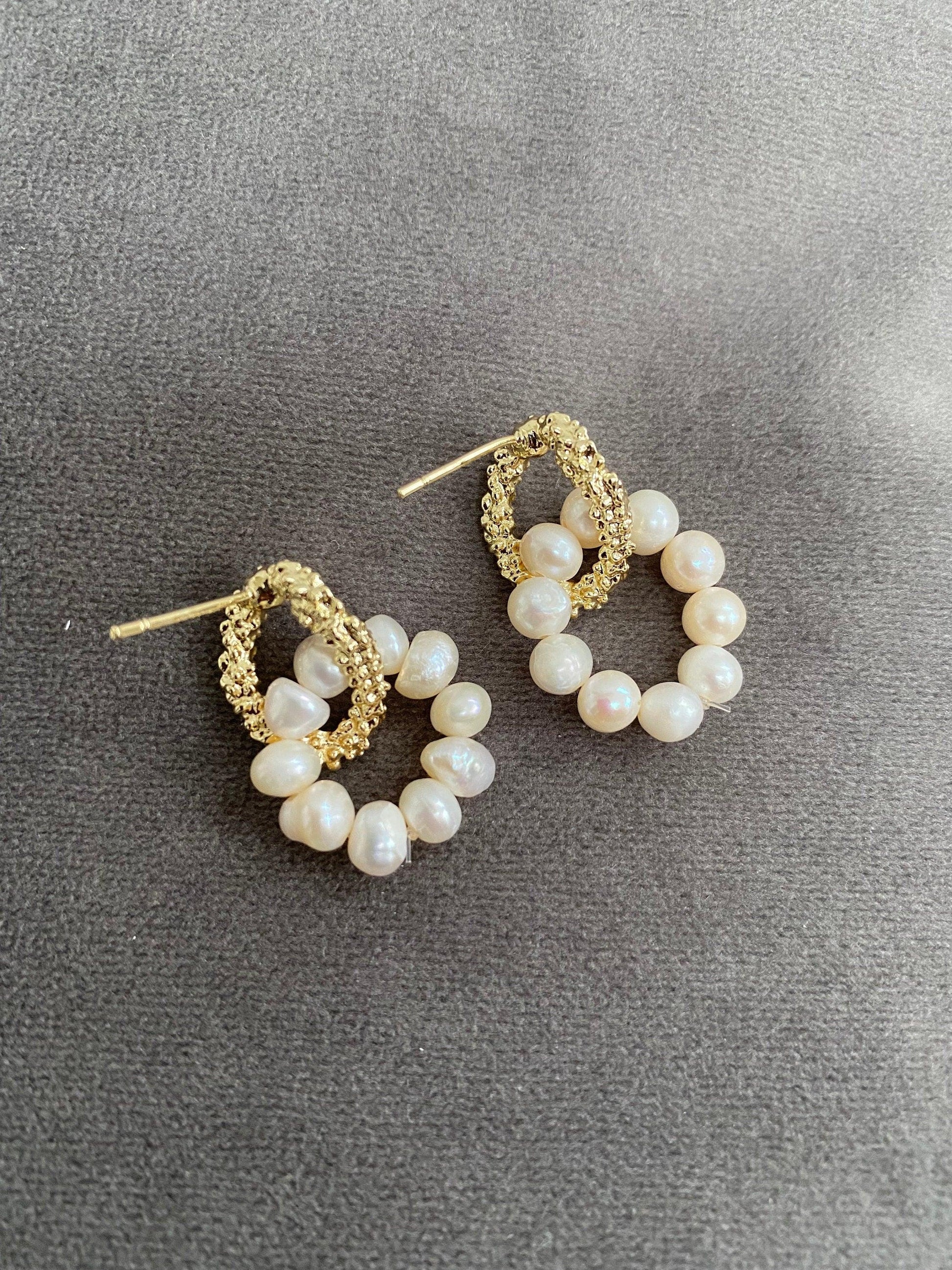 Cute Mini Pearl Hoop Earring In Gold , Freshwater Pearl Dangle Earring, 18K Gold Huggies Freshwater Pearl Earring, Gift for Her eVE United Kingdom