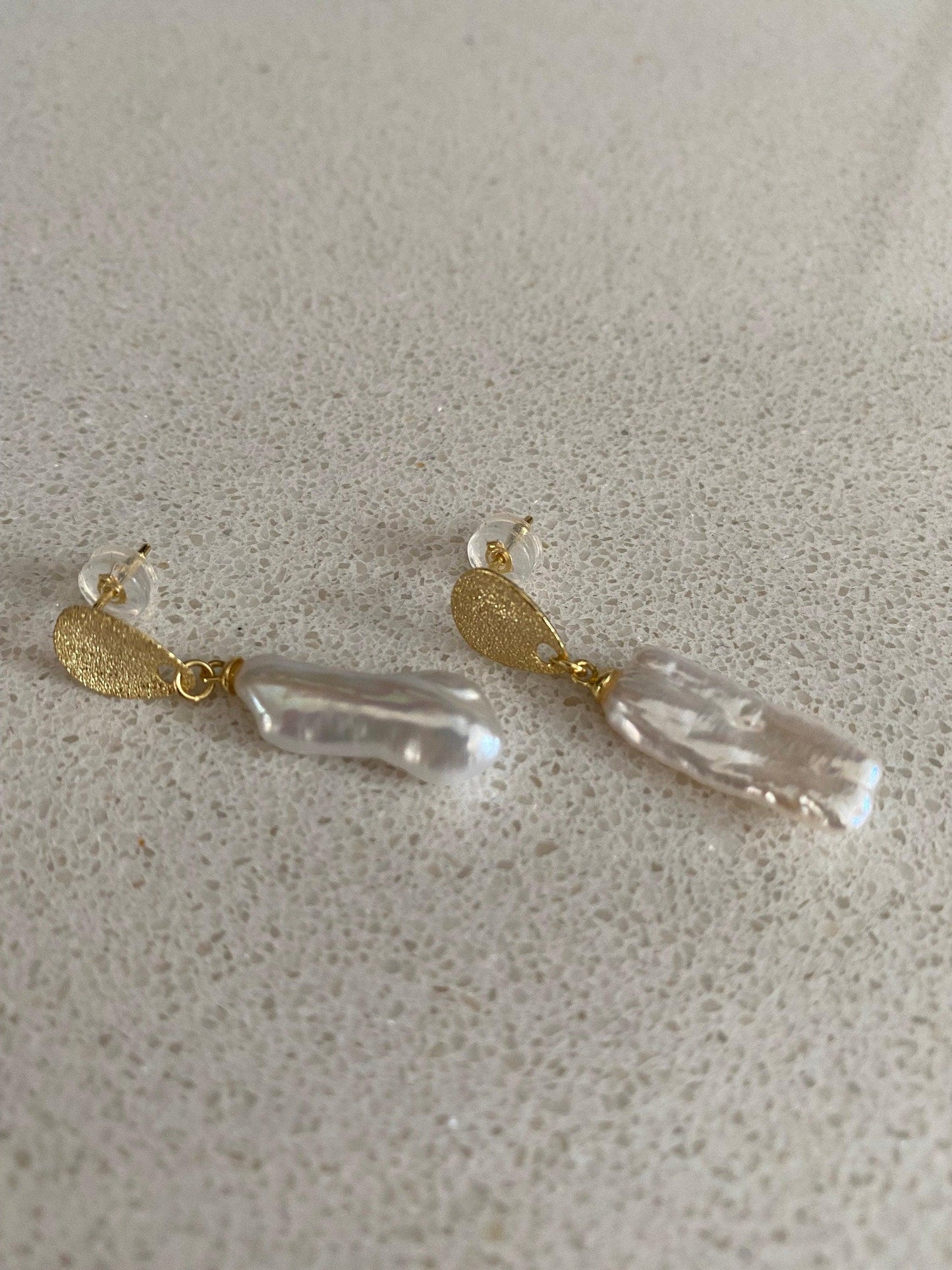 Keshi Biwa Pearl Drop Earrings For Her, Long Baroque Pearl Earring, Gold Biwa Pearl Earring, Keshi Baroque Earring, Gift for Her eVE United Kingdom