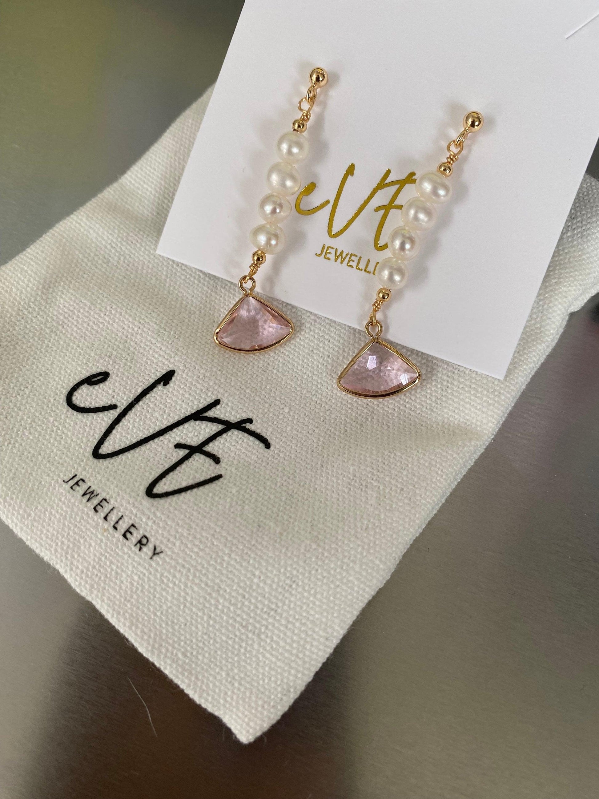 Long Tassel Freshwater Pearl Earring, Pink Bead Stone Pearl Earring for Her, White Freshwater Pearl Earring, 18K Gold, S925 Sterling Silver eVE United Kingdom