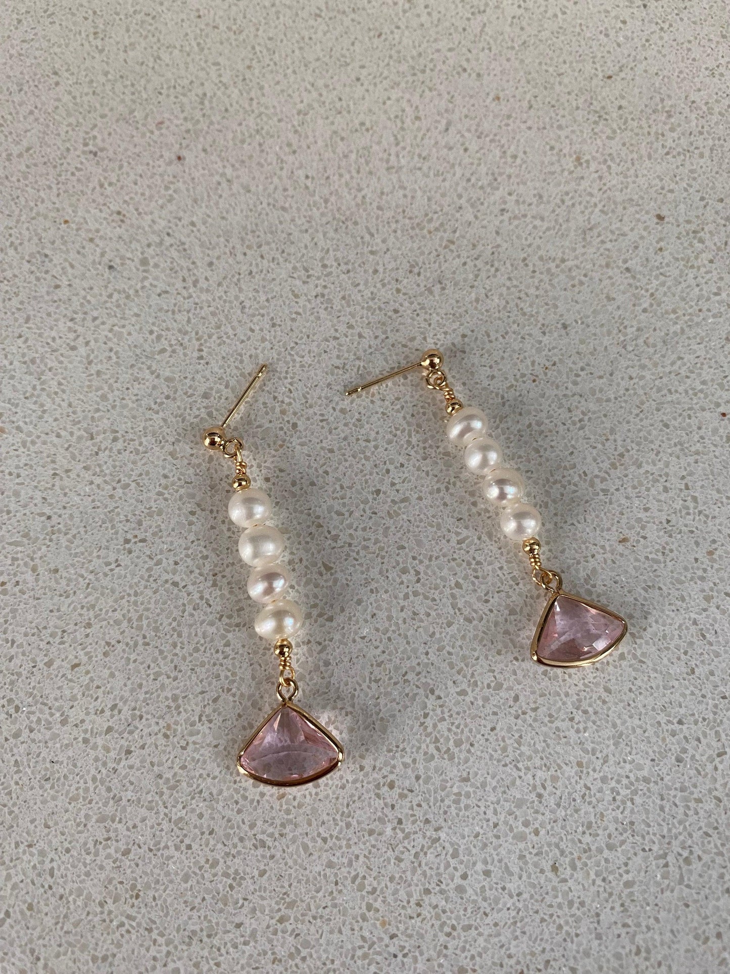 Long Tassel Freshwater Pearl Earring, Pink Bead Stone Pearl Earring for Her, White Freshwater Pearl Earring, 18K Gold, S925 Sterling Silver eVE United Kingdom