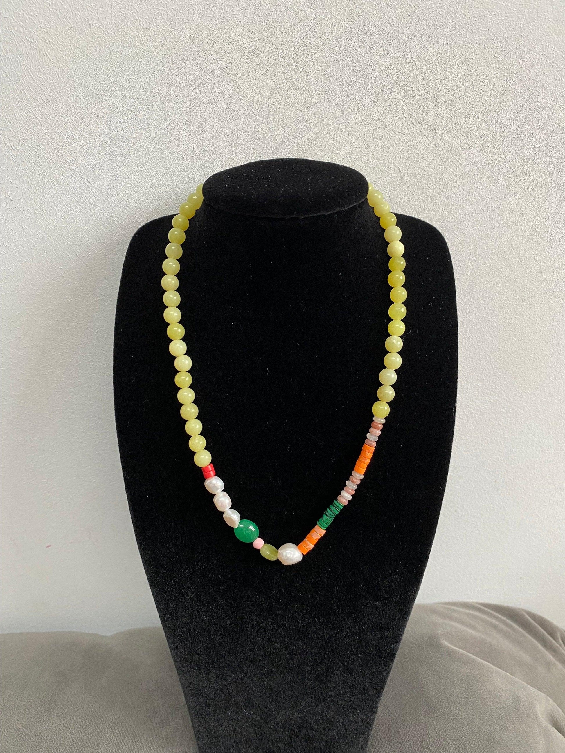 Multicolour Beach Choker Pearl Necklace, Bohemia Style Freedom Beaded Gemstone for Her, Multicolour Beaded Necklace eVE United Kingdom