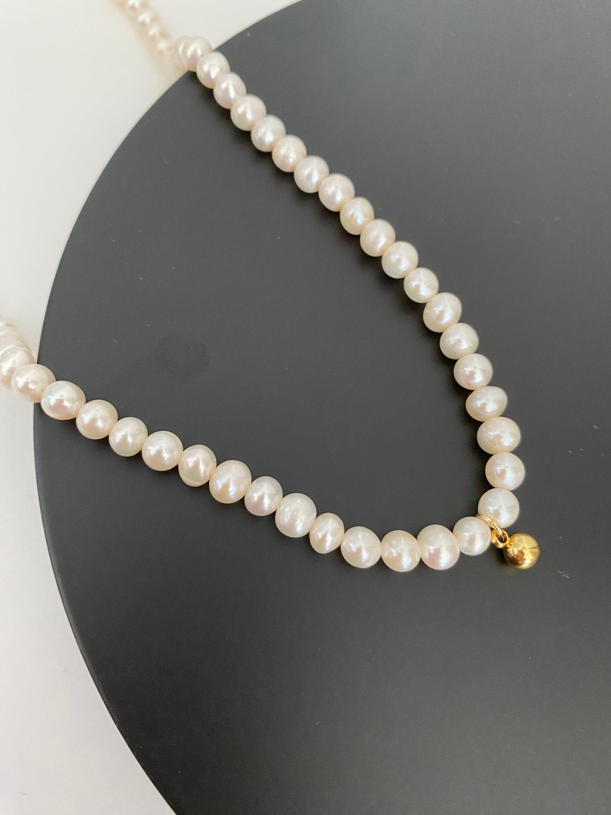 Simple Neat Baroque Freshwater Pearl Necklace, Genuine Freshwater Pearl for Her, High Quality Baroque Pearl Necklace, 925 Sterling Silver eVE United Kingdom