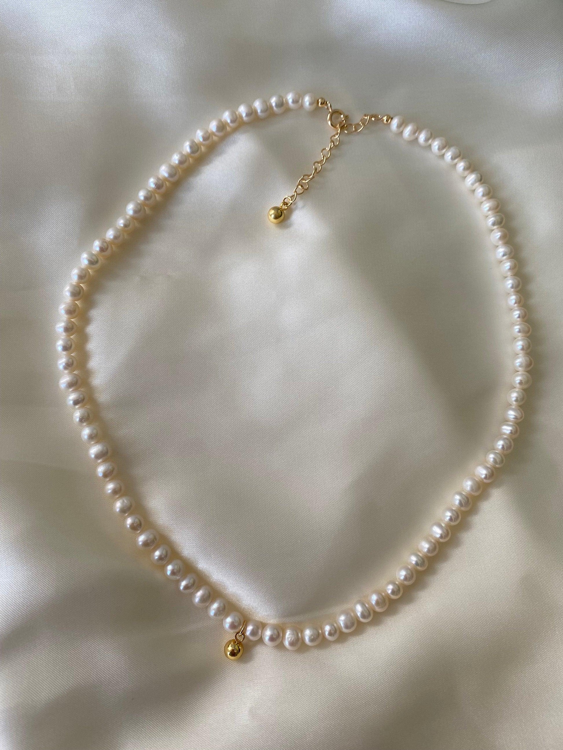 Simple Neat Baroque Freshwater Pearl Necklace, Genuine Freshwater Pearl for Her, High Quality Baroque Pearl Necklace, 925 Sterling Silver eVE United Kingdom