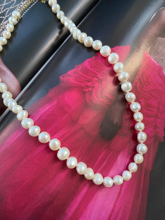 White Lustrous Baroque Freshwater Pearl Necklace, Genuine Freshwater Pearl for Her, High Quality Baroque Pearl Necklace, 925 Sterling Silver eVE United Kingdom